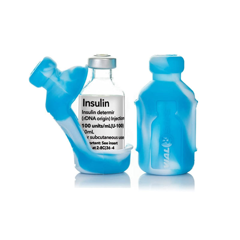 [Australia] - VIAL SAFE Insulin Bottle Protector Case/Sleeve for Diabetes, Never Risk Breaking Your Insulin Vial, Reusable, Flexible Silicone Protective Sleeve, 2-Pack (Short), Tie Dye Light Blue 2 Count (Pack of 1) 