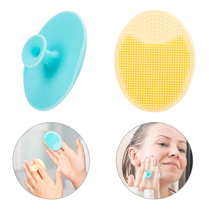[Australia] - 4 Pack Face Scrubber,JEXCULL Soft Silicone Facial Cleansing Brush Face Exfoliator Blackhead Acne Pore Pad Cradle Cap Face Wash Brush for Deep Cleaning Skin Care,Blue2 + yellow2 Blue+Yellow 
