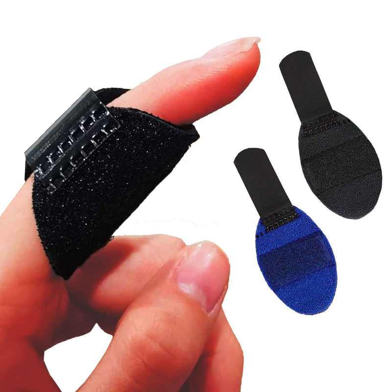 [Australia] - Reppkyh Finger Splint - 2 Pack Support for Trigger Finger, Mallet Finger, Baseball Finger, Strain, Sprains, Broken Fingers, Basketball Black+Blue 