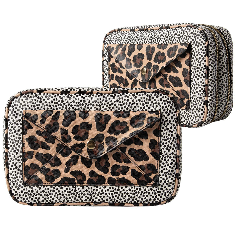 [Australia] - Nicole Miller Makeup Bag, Travel Toiletry Case, and Cosmetic Bag- 2 Zipper, Large Makeup Organizer (Animal Print) 