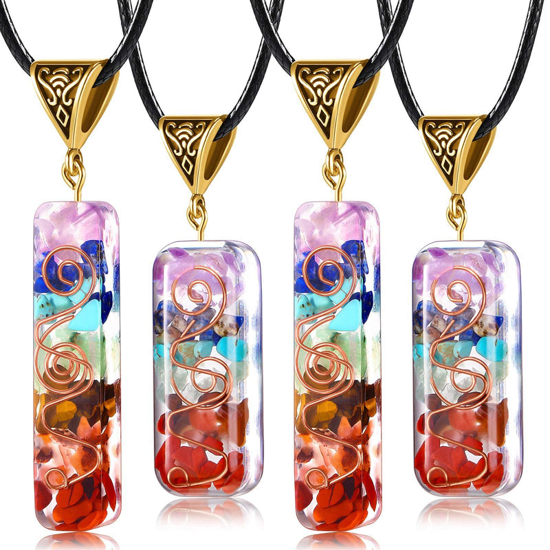 [Australia] - Yaomiao Orgone 7 Chakra Stones Necklace Gemstone Energy Healing Crystal Pendant Generator Emotional Body Purification Pendant with Adjustable Cord for EMF Protection and Spiritual Healing 4 