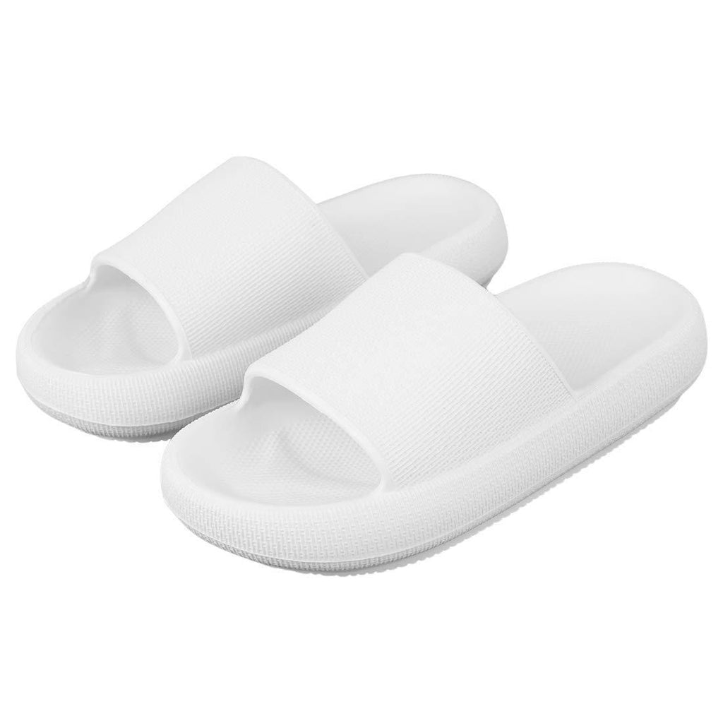 [Australia] - Menore Slippers for Women and Men Quick Drying, EVA Open Toe Soft Slippers, Non-Slip Soft Shower Spa Bath Pool Gym House Sandals for Indoor & Outdoor 4.5-5 Women/3.5-4 Men White 