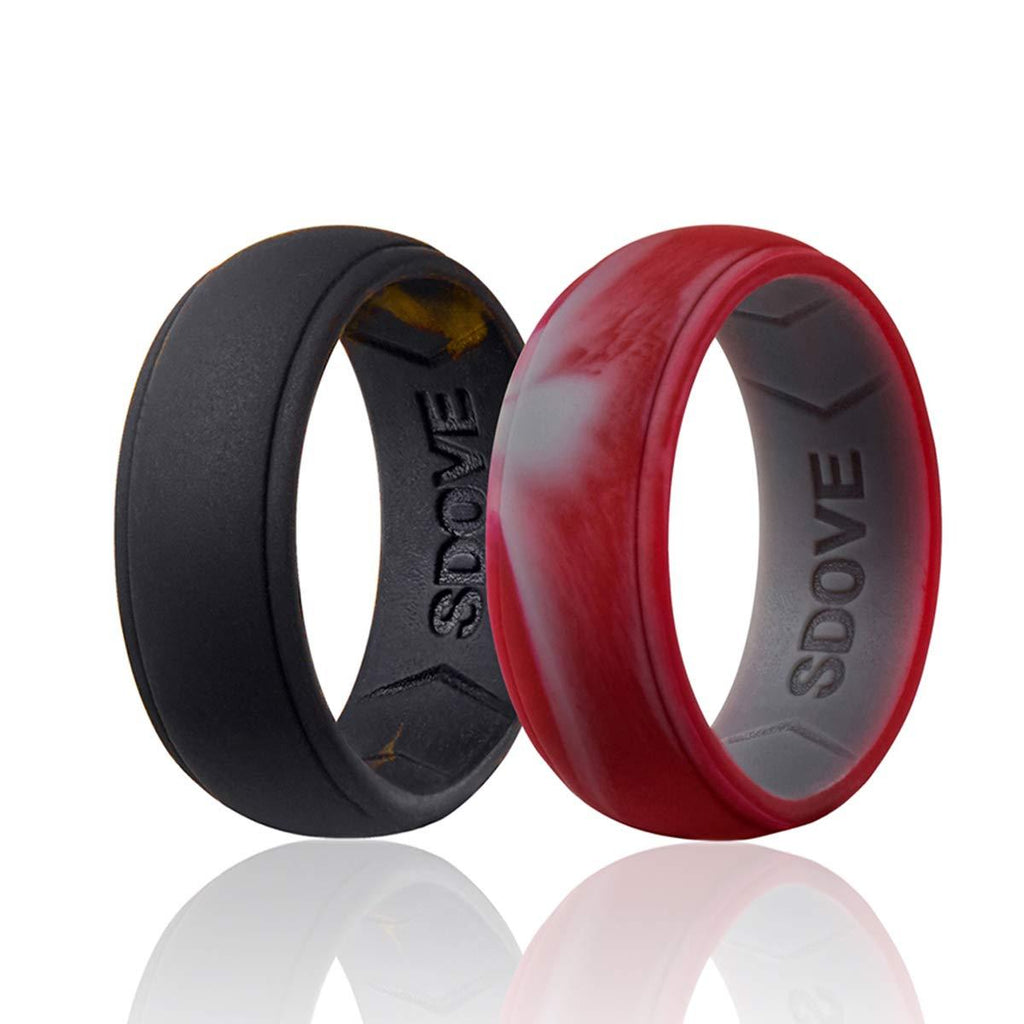 [Australia] - Sdove Silicone Wedding Ring for Men,Step Edge Rubber Wedding Band Black Gold,Red Camo 6 