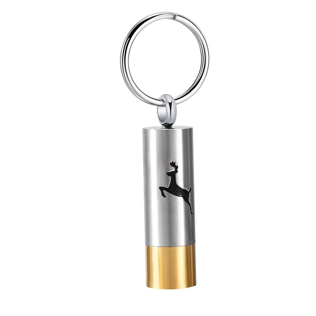 [Australia] - Deer Cylinder Cremation Jewelry for Ashes Stainless Steel Keepsake Pendant Memorial Jewelry Keepsake Ashes Holder Urn Necklace for Men Women Keychain 