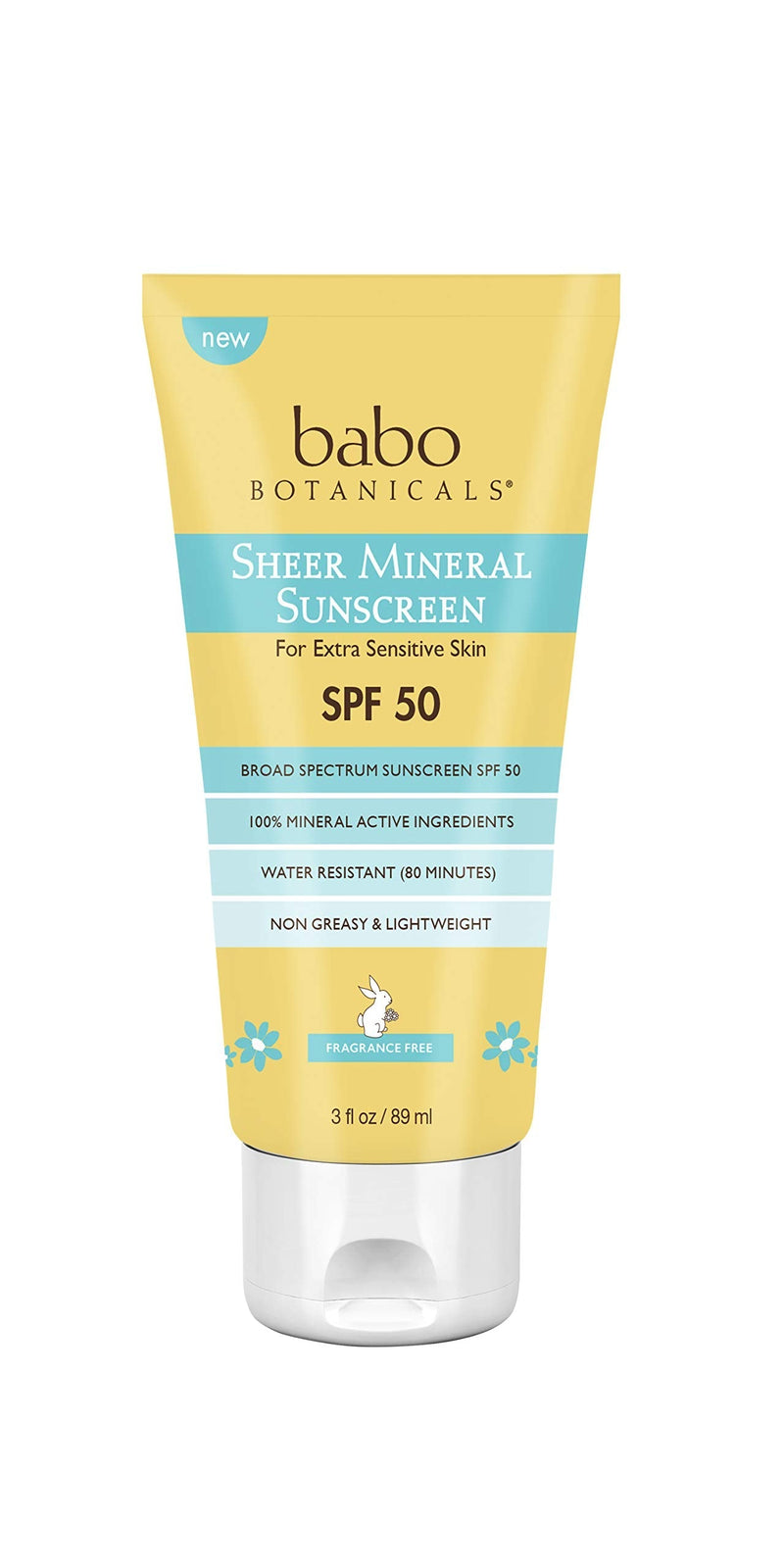 [Australia] - Babo Botanicals Sheer Mineral Sunscreen Lotion SPF 50 with 100% Mineral Active Ingredients - for Babies, Kids or Extra Sensitive Skin - Lightweight, Water Resistant & Fragrance Free - 3 fl. oz. 