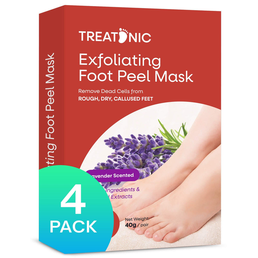 [Australia] - Treatonic Foot Peel Mask -4 Pairs- Exfoliating Peeling Away Calluses and Dead Skin Cells, Smooth and Soft Skin, Repair Rough Heels For Men & Women Lavender 