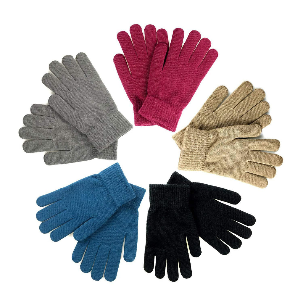 [Australia] - 5 pairs of winter knitted magic elastic gloves for adults 
