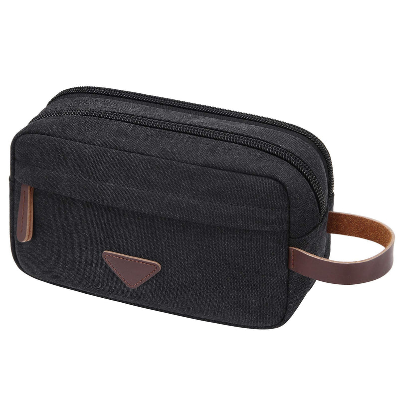 [Australia] - Men's Canvas Travel Toiletry Bag Dopp Kit for Men Shaving Bag Travel Kit Organizer for Toiletries Black 