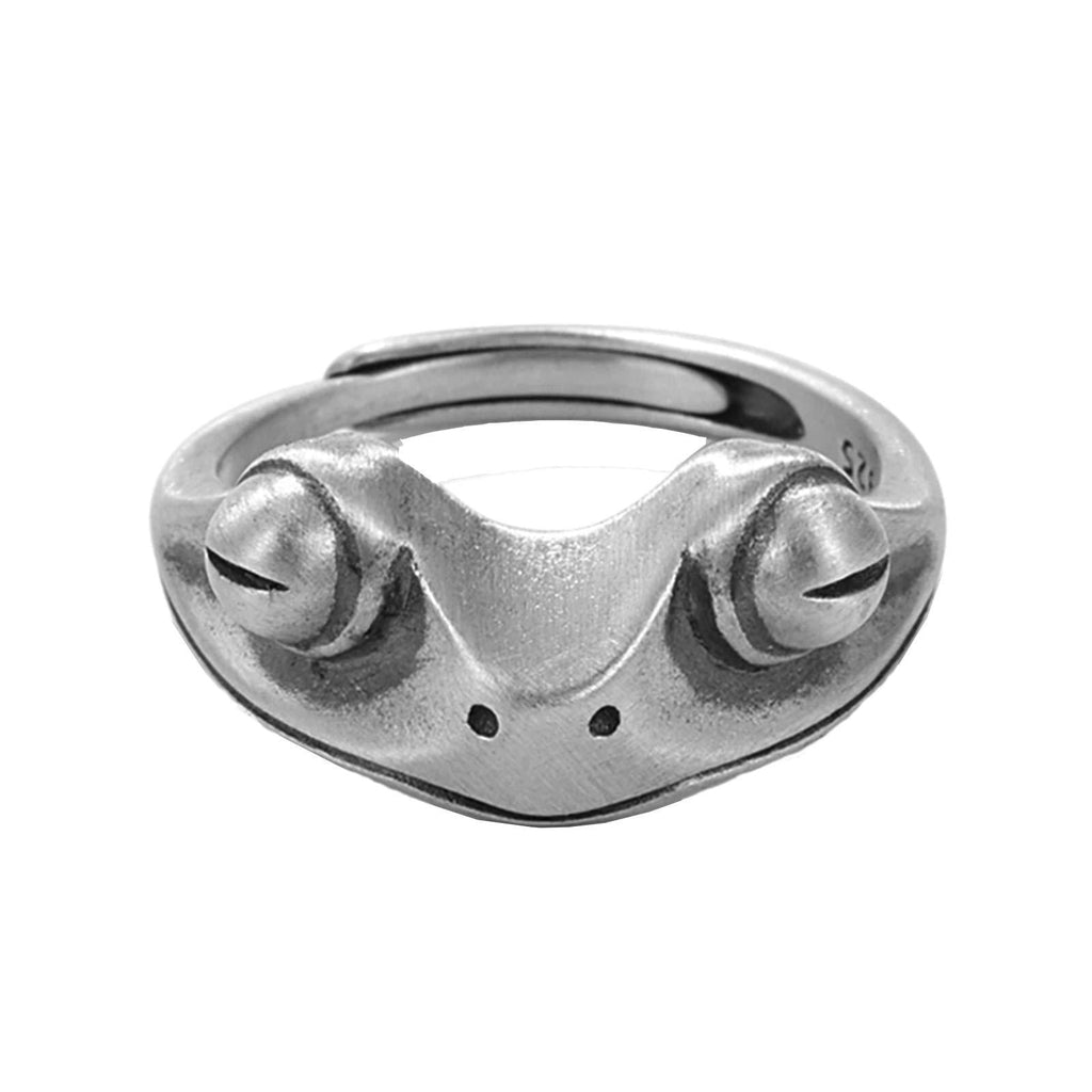 [Australia] - wgoud Frog Rings,Frog Open Rings for Women Silver Vintage Cute Animal Finger Ring Personalized Fashion Party Jewelry Gifts alloy Eyes closed 