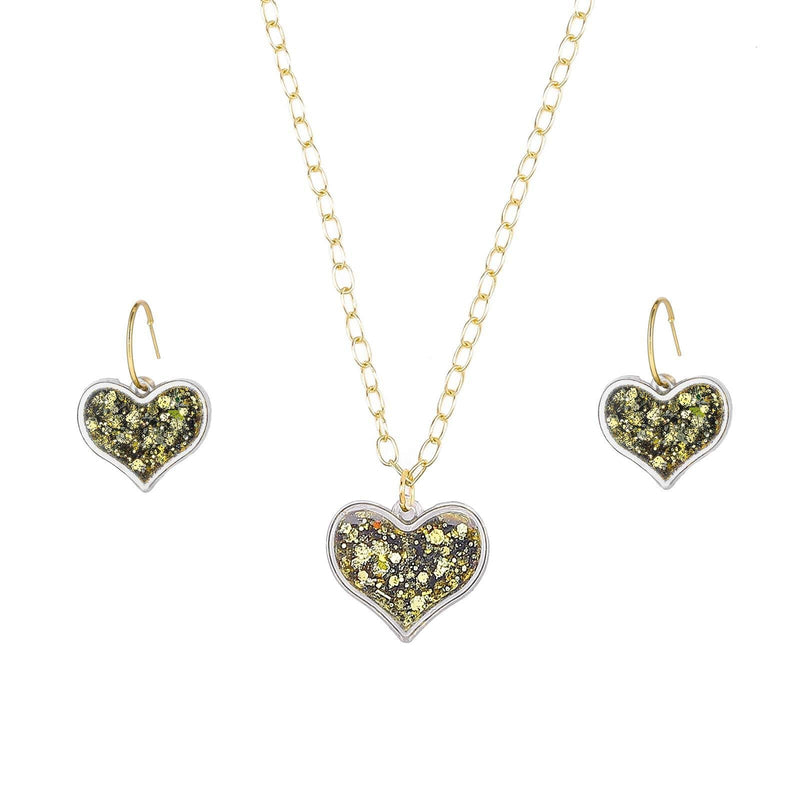 [Australia] - MTSCE Glitter Necklace Set for Women Girls, Necklace and Earrings Set for Mother's Day, Sparkly Small Sequin Confetti Heart Necklace Gift A Style 