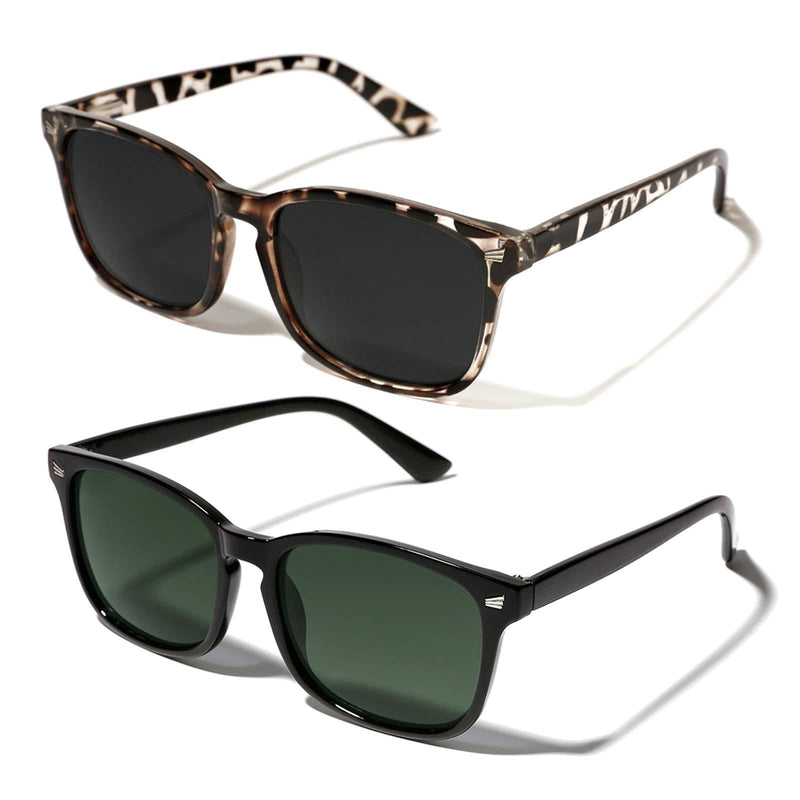 [Australia] - Slocyclub Polarized Sunglasses for Women Men,Classic Retro Sun glasses ,100% UV Protection Shade Lens Black + Bean Color 