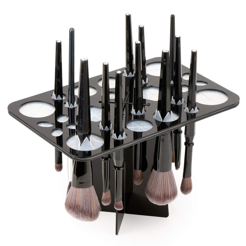[Australia] - Luckyiren Makeup Brushes Drying Rack, Brushes Dryer, Collapsible 28 Slot Acrylic Brush Holder Stand Tree Tray Support Display for Makeup Artist Acrylic Nail Brushes Paintbrushes Makeup Lovers, Black 