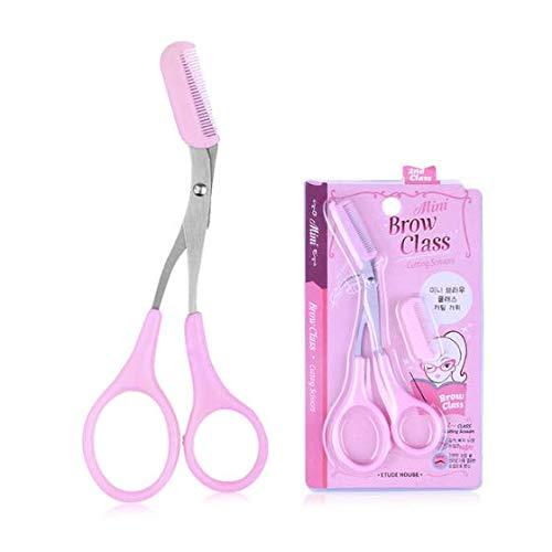 [Australia] - KDDOM 1 Pcs Stainless Steel Eyebrow Scissors With Comb,Curved Eyebrow Trimmer Grooming Small Scissors(Pink) 