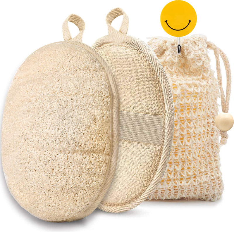 [Australia] - Natural Loofah Sponge Body Scrubber, Shower Loofah for Women and Men, Exfoliating Luffa Bath Sponge Pad Made with Eco-Friendly and Biodegradable, Help Naturally Exfoliates Dead Skin, Smooths Cellulite 2 PCS Loofah Sponge 