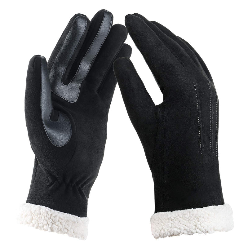 [Australia] - WANSIHE - Womens Winter Gloves Touchscreen Gloves Faux Chamois Soft Suede Plush Driving Lined Gloves Small/Medium 