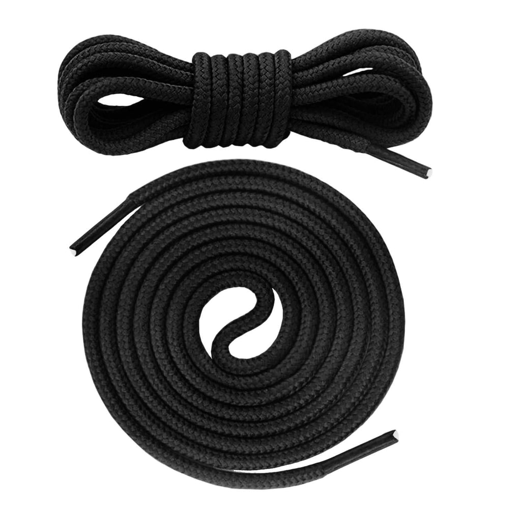 [Australia] - Round Boot Laces [2 Pair] 3/16" Shoelaces for Boots Work Boots and Hiking Shoes Replacement 27 inches (69 cm) Black 