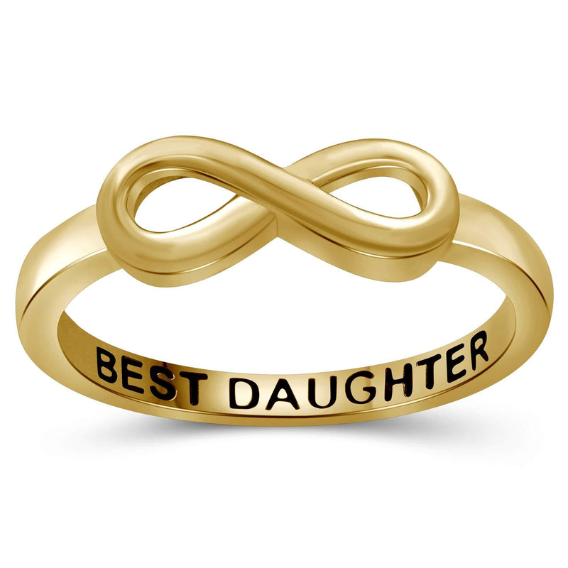 [Australia] - JEWELEXCESS 14K Gold Over Silver Infinity Friendship Ring for Women | Personalized Sisters, Best Friends, Promise Eternity Knot Symbol Band 