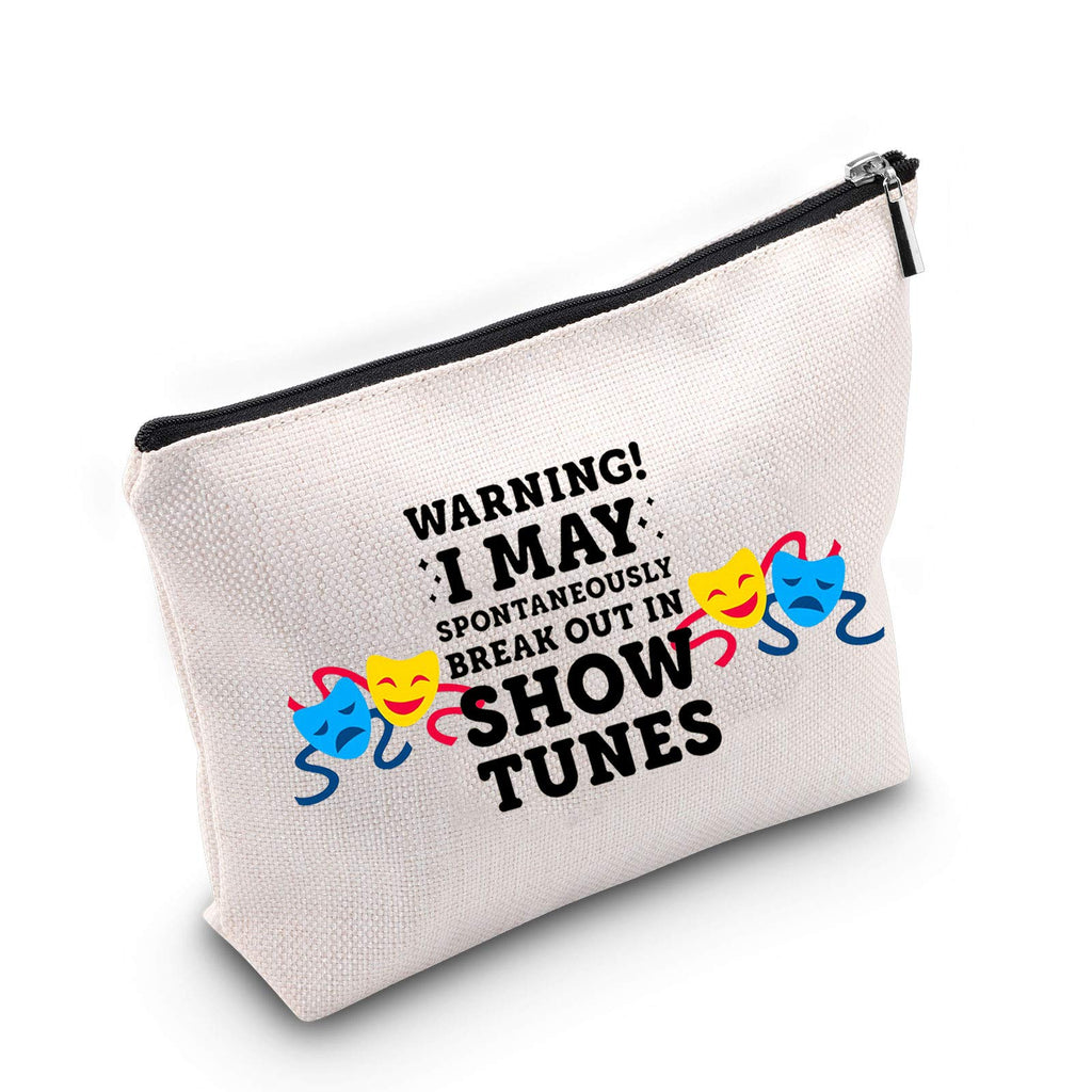 [Australia] - TSOTMO Warning I May Randomoly Break Out In Show Tunes Cosmetic Bag Theatre Novelty Makeup Bag Broadway Musical Theater Gift (SHOW TUNES) 
