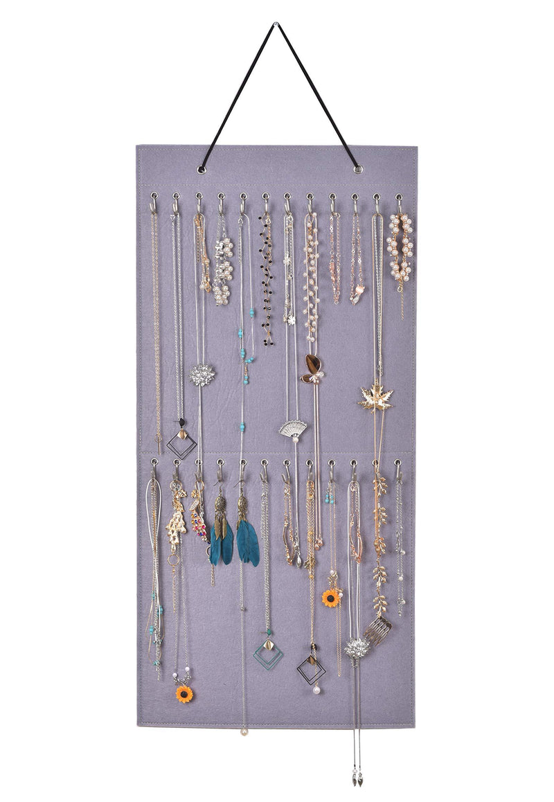 [Australia] - Hanging Jewelry Organizer, Large Capacity and Organizer Storage for Hanging Necklaces, Bracelets, Earring Chains, Anklets, etc. (Gray) Gray 