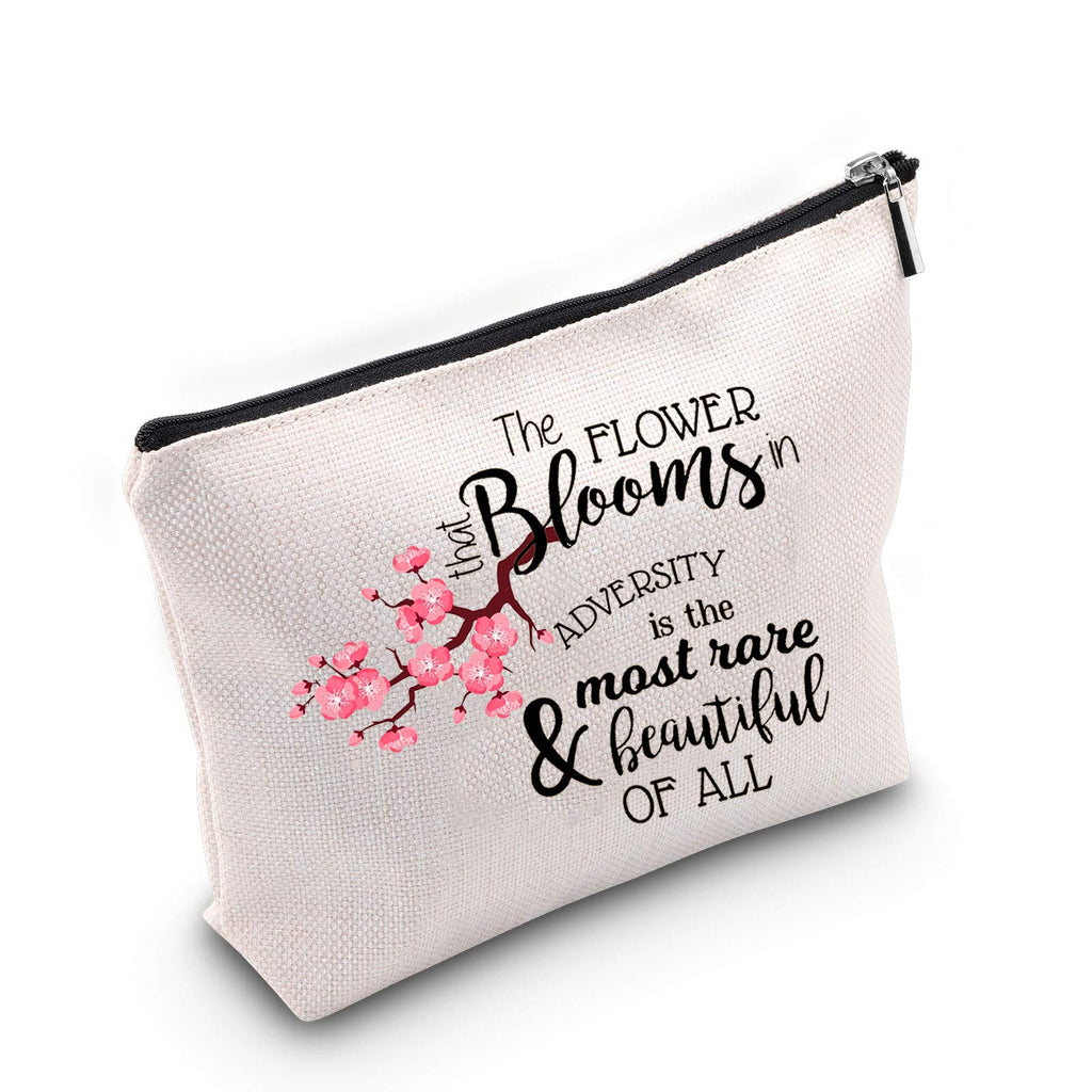 [Australia] - TSOTMO Inspiration Mulan Quote Gift The Flower That Blooms in Adversity is the Most Rare and Beautiful of All Princess Novelty Cosmetic Bag (The Flower) 