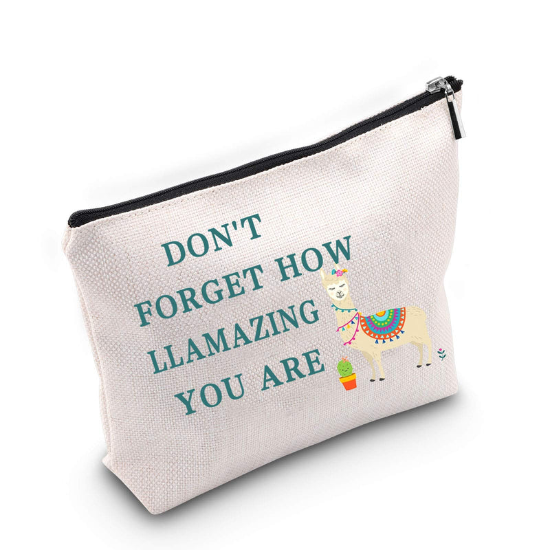 [Australia] - TSOTMO Llama Gift Never Forget How Llamazing You are Novelty Gift Alpaca Makeup Bag for Women Girls Cosmetic Bags Gifts Animal Lover Gift (LLAMAZING) 