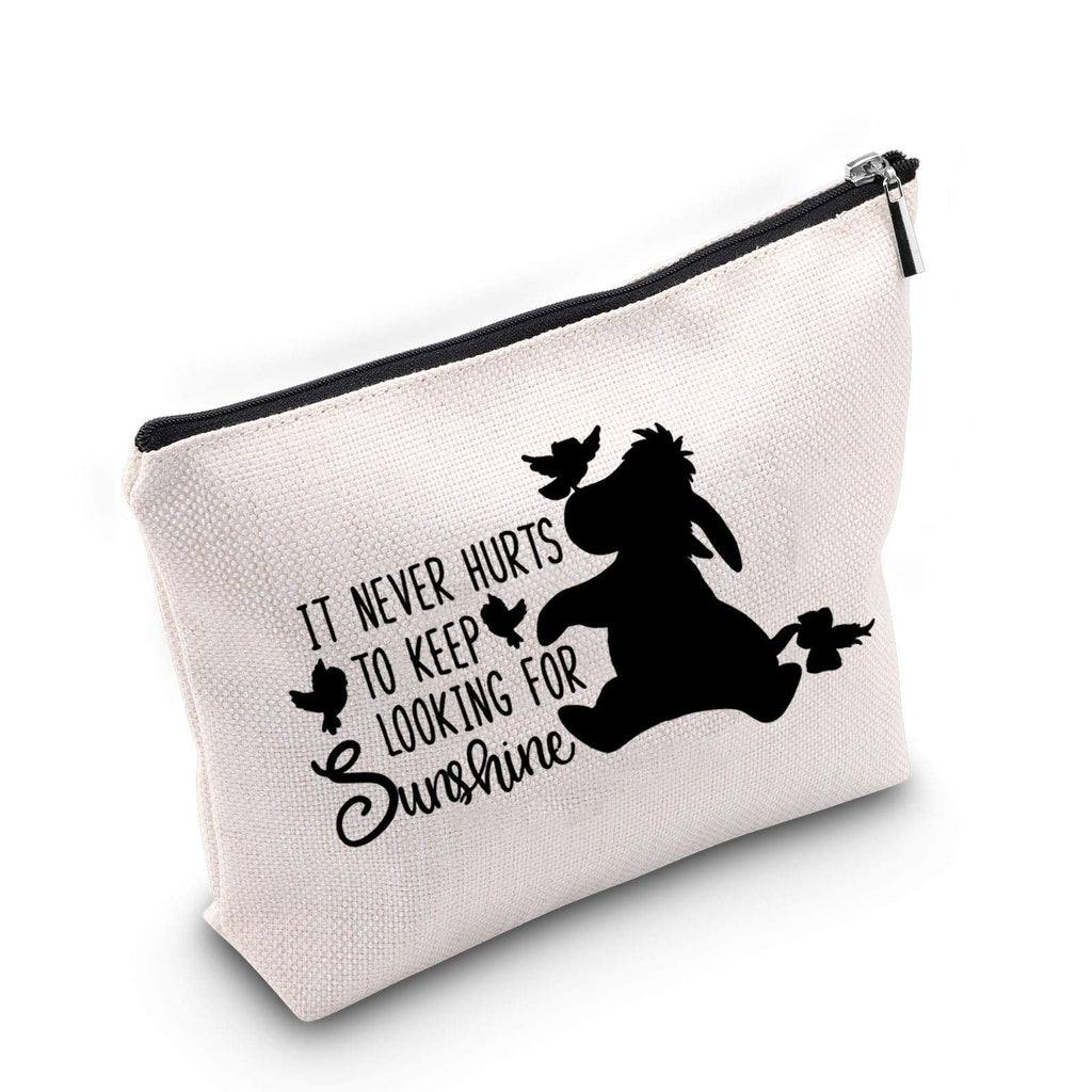 [Australia] - TSOTMO Eeyore Quote Makeup Bag Novelty Cosmetic Bag It Never Hurts to Keep Looking for Sunshine Inspiration Gift (LOOKING SUNSHINE) Looking Sunshine 