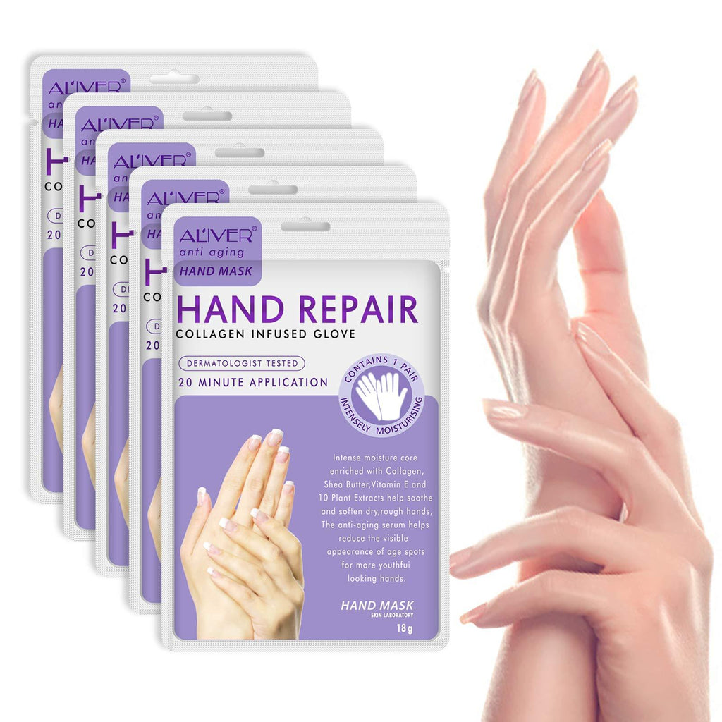 [Australia] - 5 Pairs Hand Mask, Hand Moisturizing Gloves Contain Natural Plant Extracts + Vitamin C, Repairing Rough, Dry, Aging Skin(5 Pairs Hand Mask Gloves) 