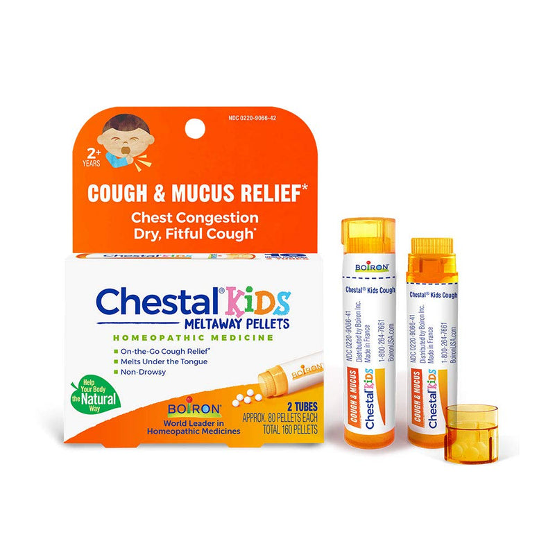 [Australia] - Boiron Chestal Kids Pellets for Cough and Mucus Relief, Nasal or Chest Congestion, and Sore Throat Relief - 2 Count (160 Pellets) 80 Count (Pack of 2) 