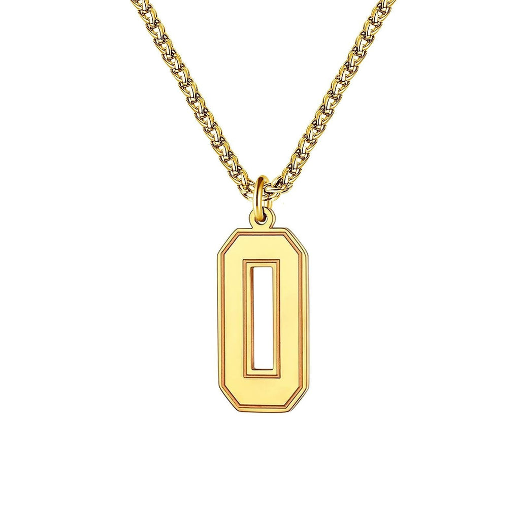 [Australia] - QeenseKc Sports Gold Lucky Number Necklace Inspiration Baseball Jersey Number Initial 25mm High Pendant Jewelry 3mm Wheat Chain 0 18k Gold Plated 25mm 