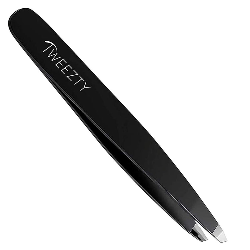 [Australia] - Tweezty Slanted Tweezers - Stainless Steel Tweezers Best Precision Black Tweezers for Eyebrows 
