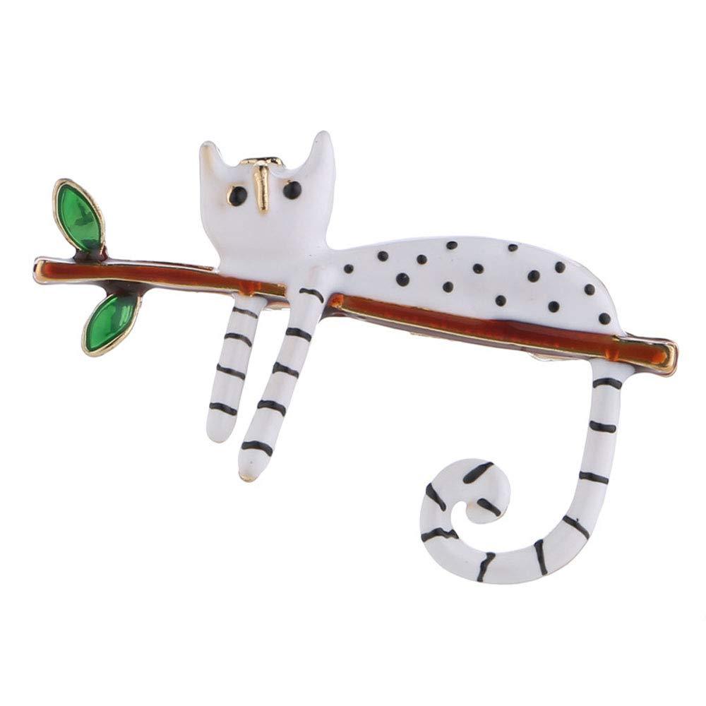 [Australia] - Flzaitian Cat Brooch Pin Fashion Animal Jewlery for Women Girls Cute Animal cat Accessories White 