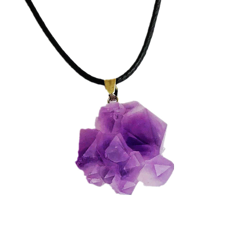 [Australia] - Natural Amethyse Crystal Pendant Necklace for Women Men Raw Amethyst Crystal Cluster Chakra Stones Energy Healing Crystals Necklace Reiki Chakra Meditation Therapy 