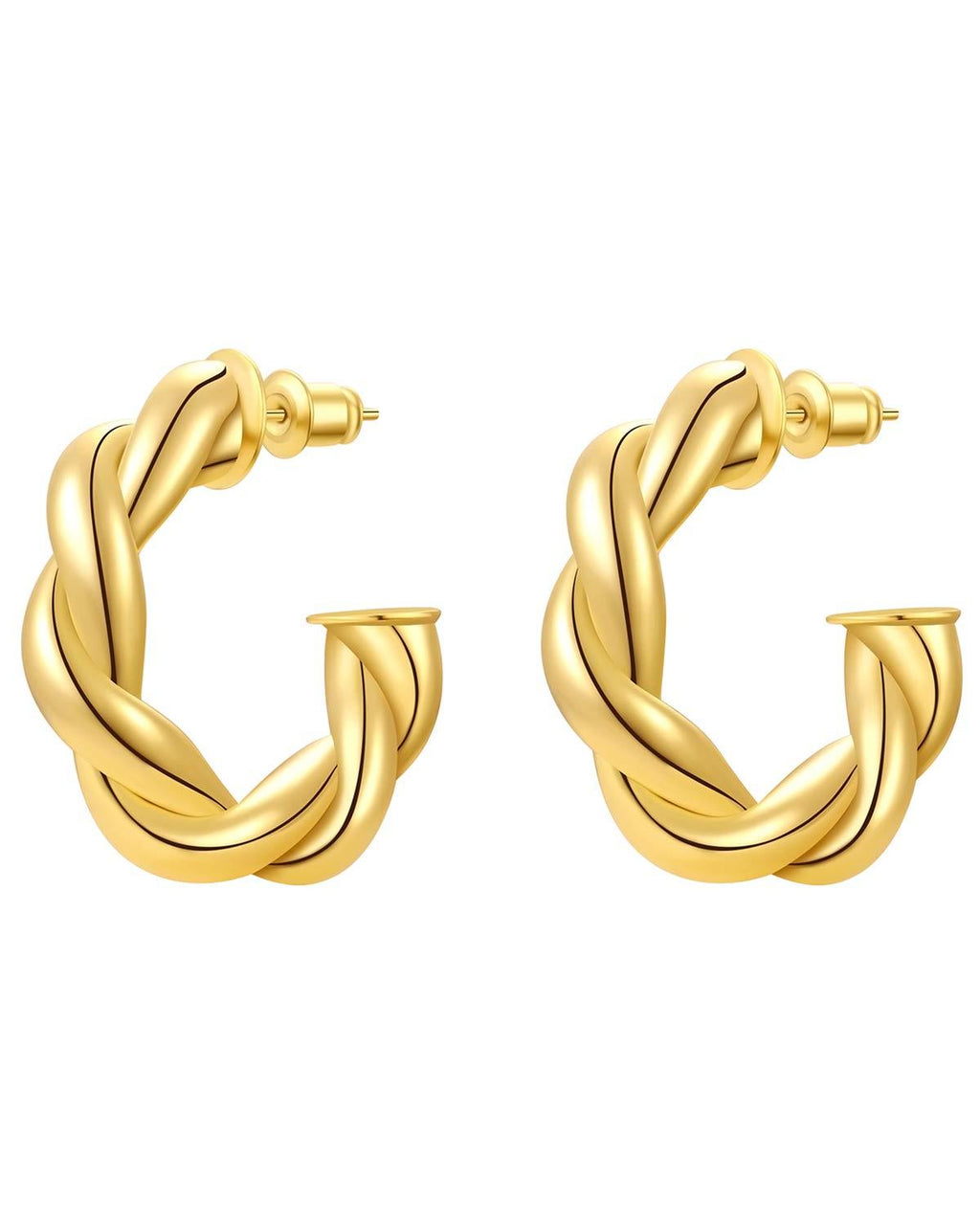 [Australia] - Reoxvo 18K Gold Chunky Twisted Hoop Earrings for Women Thick Gold Hoops 30mm/50mm 30.0 Millimeters 