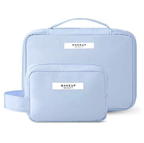 [Australia] - Smoony 2PCS Portable Travel Makeup Beauty Bag Multifunction Cosmetic Organizer for Women Girls Wit, An Extra Removable Zipper Pouch (blue) blue 