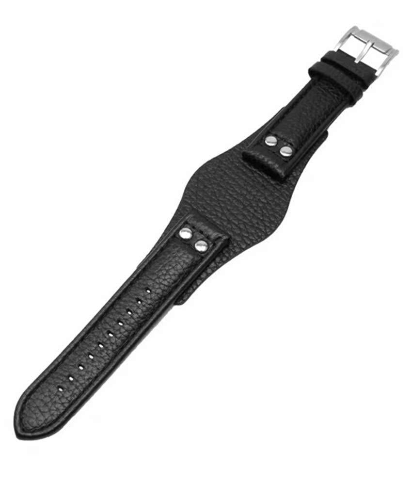 [Australia] - Dioway for Fossil CH2891 Leather Watch Bands 22mm Replacement with Stainless Steel Buckle - 22mm Fossil CH2891 Leather Watch Strap Black 