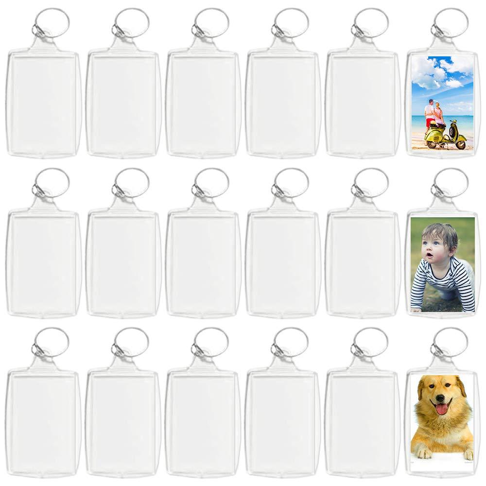 [Australia] - 30 Pcs Acrylic Photo Frame Keyrings,Clear Picture Insert Keychains,Snap-in Custom Personalized Keychain for Gift,Artwork (Rectangle,1.5 x 2.1 Inch) 