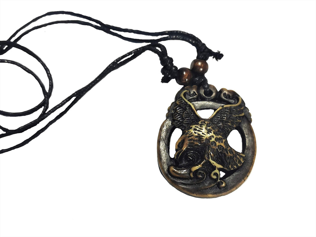 [Australia] - Askana Fashion Cute Medallion Symbol Mascot Amulet Pendant Necklace Sets with Adjustable Cotton Cord Eagle Brown 