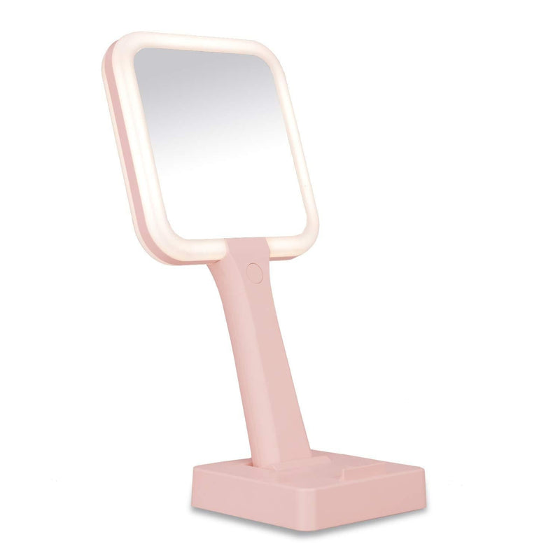 [Australia] - LED Hand Mirror,LED Vanity Mirror, Makeup Mirror, 3Color Lighting Modes 44 LED Double-Sided 1X/5X, Handheld and Fixed Design,High-Definition Makeup Lighting Mirror, Gift for Girls (Pink) Pink 