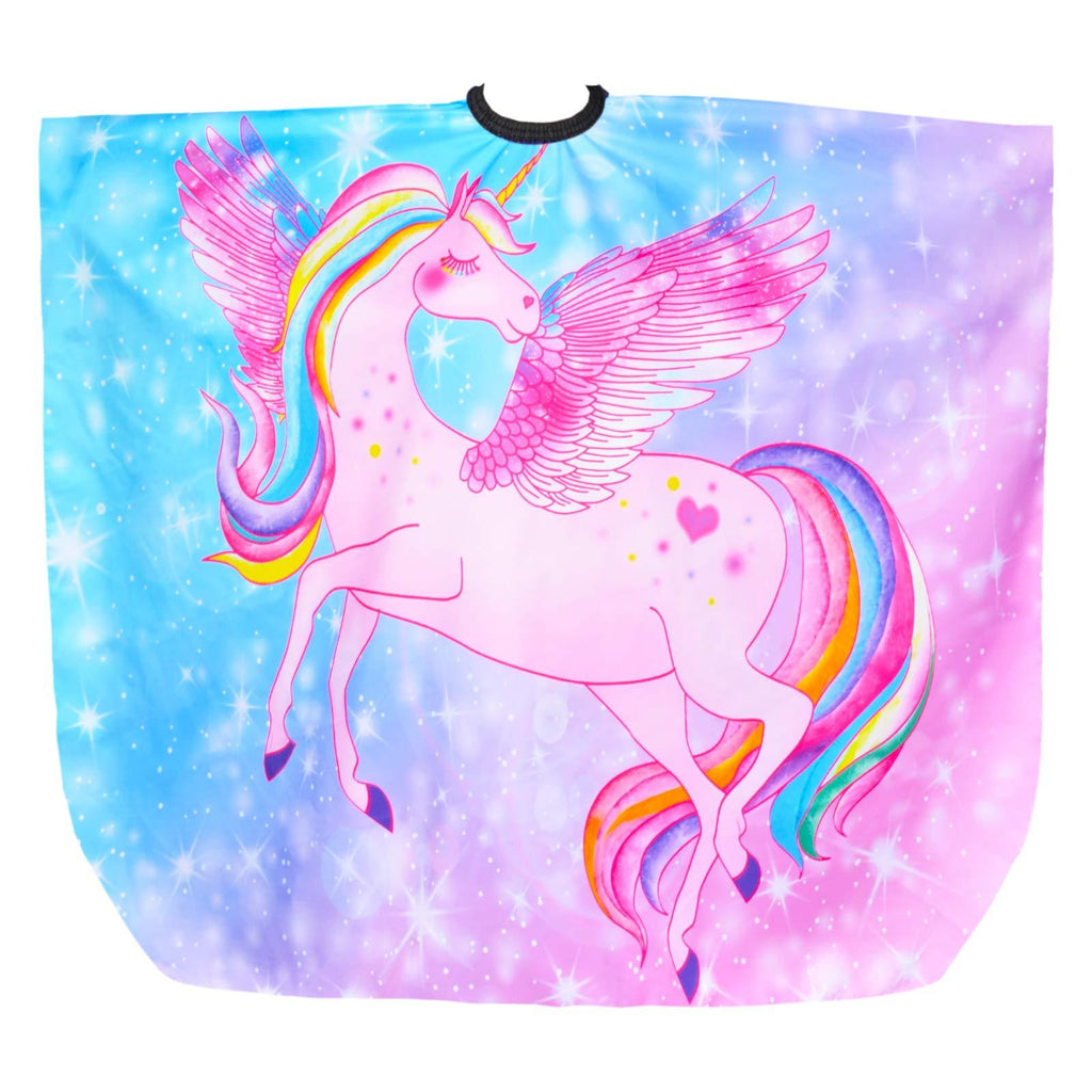 [Australia] - Kids Haircut Cape, Unicorn Dinosaur Barber Cape with Adjustable Neckline, Hair Cutting Cover Apron Gown for Girls Boys (Pink Unicorn) Pink Unicorn 