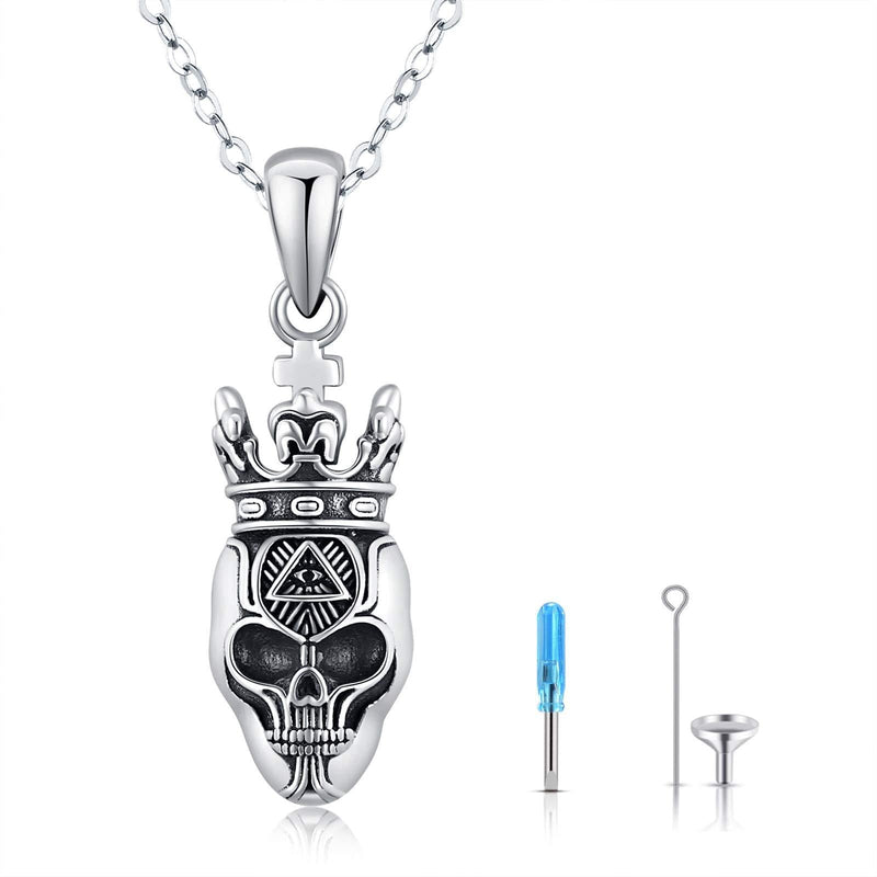 [Australia] - Silikepa Cremation Jewelry Urn Necklace for Ashes Skull Cross Necklace Keepsake Heart Urn Pendant Ash Holders with Sterling Silver for Memory Punk Style Skull Urn necklace 