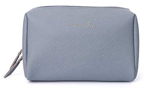 [Australia] - Smoony Small PU Vegan Leather Makeup Bag for Purse Travel Makeup Pouch toiletry Cosmetic Bag for Women Girls (Small, Greyish Blue) 