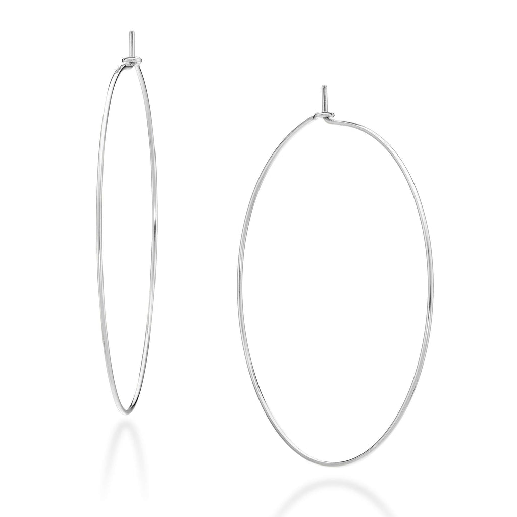 [Australia] - Miabella 925 Sterling Silver High Polished Super Thin Threader Wire Hoop Earrings for Women Girls 50mm, 60mm, 70mm Lightweight Earrings Made in Italy 60mm (2 3/8 Inch) 