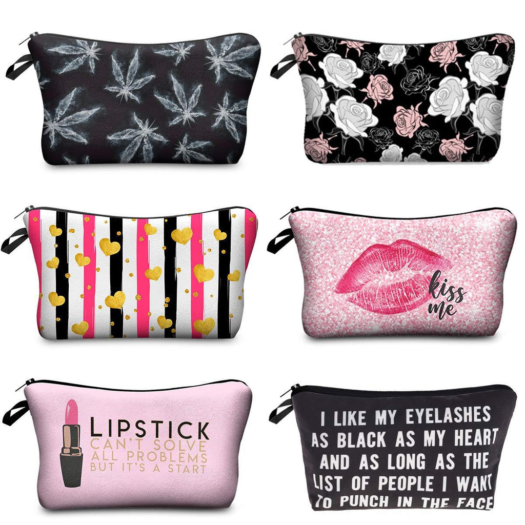 [Australia] - Cosmetic Bag Sets for Women, Makeup Bag Sets of 10 9 Roomy Makeup Bags Travel Waterproof Toiletry Bag Accessories Organizer Sloth Gifts Bridesmaid Proposal Gifts (6PCS, Floral) 6PCS 