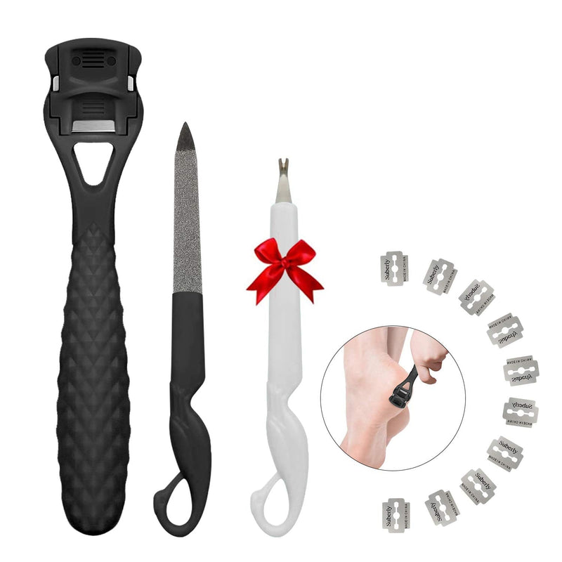 [Australia] - Pedicure Foot Callus Shaver Hard Skin Remover, Heel Scraper for Feet, Foot File Callus Remover for Dry Wet Foot Heel Callus, Dead, Cracked Skin for Women Men,10 Blades, Black B-black 