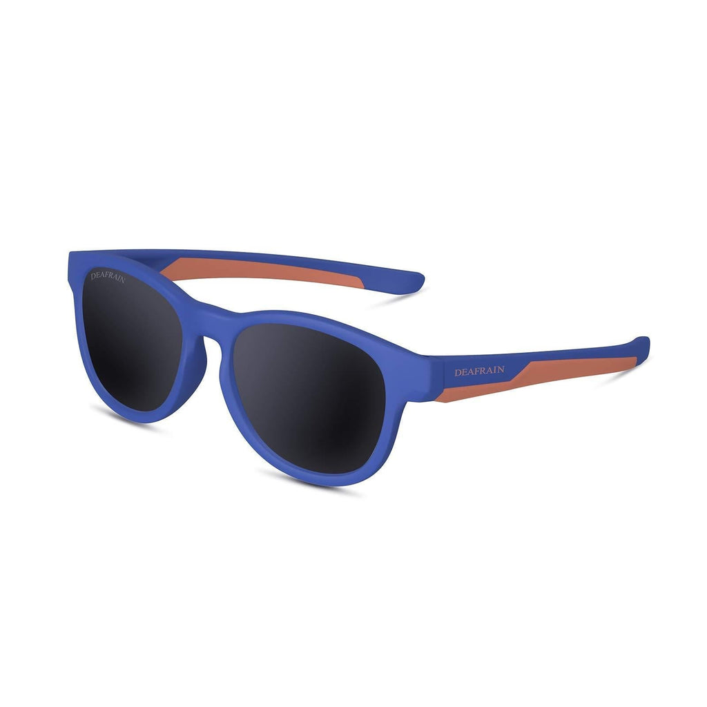 [Australia] - Kids Sunglasses TPEE Sports Polarized for Girls Boys Children Youth Age 5-13 with 100% UV Protection Frame: Matt Blue Orange/ Lens: Grey Polarized 