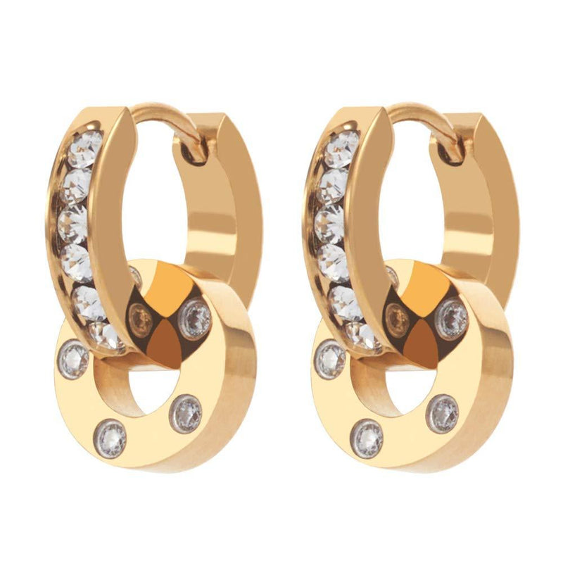 [Australia] - KLKE Gold Hoop Earrings for Women, Brilliant Crystal Huggie Earrings for Girls Sensitive Ears Sleeper Earrings 14K Gold Plated Stainless Steel 