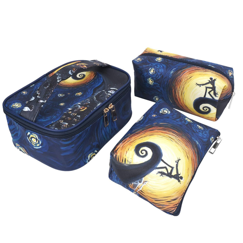 [Australia] - MRSP 3 sets makeup bag travel small cosmetic case portable with multifunctional waterproof Organizer bag for women (The Nightmare Before Christmas) 