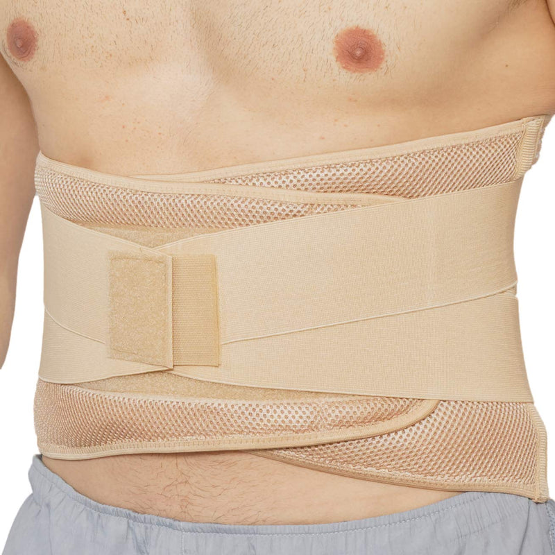 [Australia] - NeoTech Care Adjustable Compression Wide Back Brace Lumbar Support Belt (Beige, Size L) Beige 