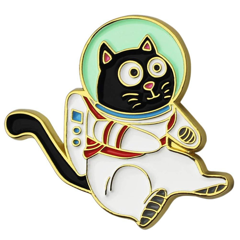 [Australia] - CUFTS Cute Astronaut Cat Enamel Lapel Pin Space Black Cat Cartoon Enamel Pins for Backpacks Clothing Bag Decor Gifts 