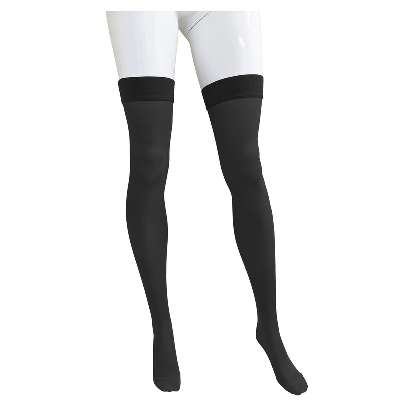 [Australia] - NuVein Medical Compression Stockings, 15-20 mmHg Support, Soft Comfort Microfiber, Thigh Length, Closed Toe, Black, X-Large 